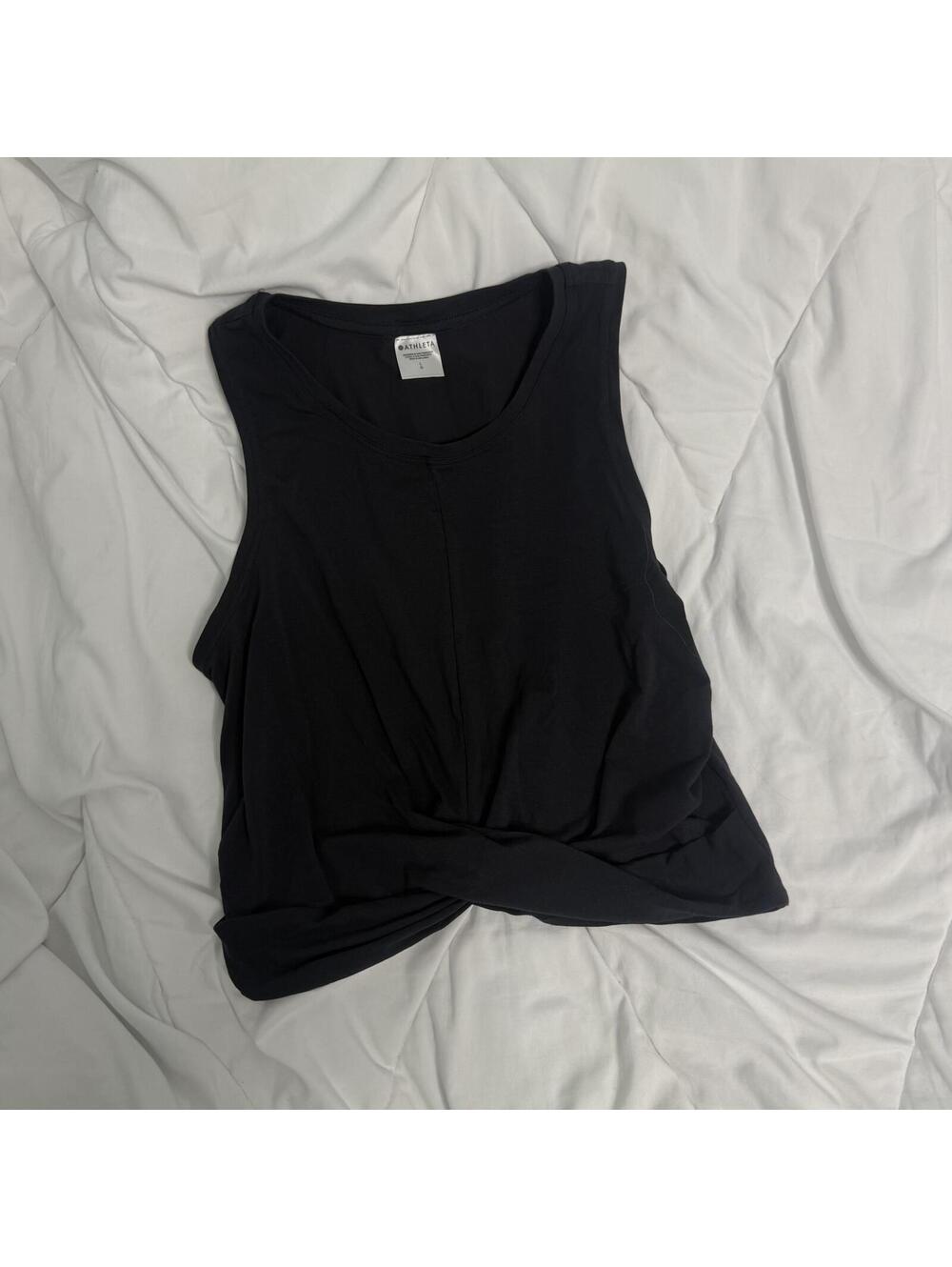Black Athleta Muscle Crop Knot Tank Top